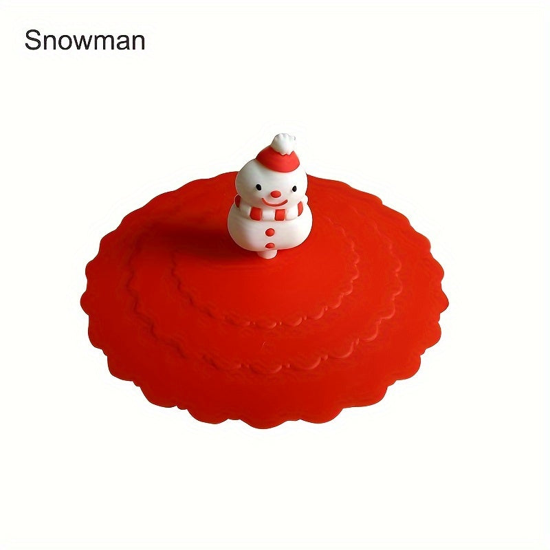 Рождественская силиконовая крышка для чашки с дизайном снеговика, безопасная для пищевых продуктов, против проливания, экологичная
