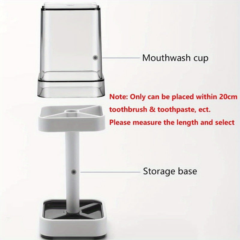 White Plastic Toothbrush Holder with Cup and Lid for Bathroom Countertop Storage