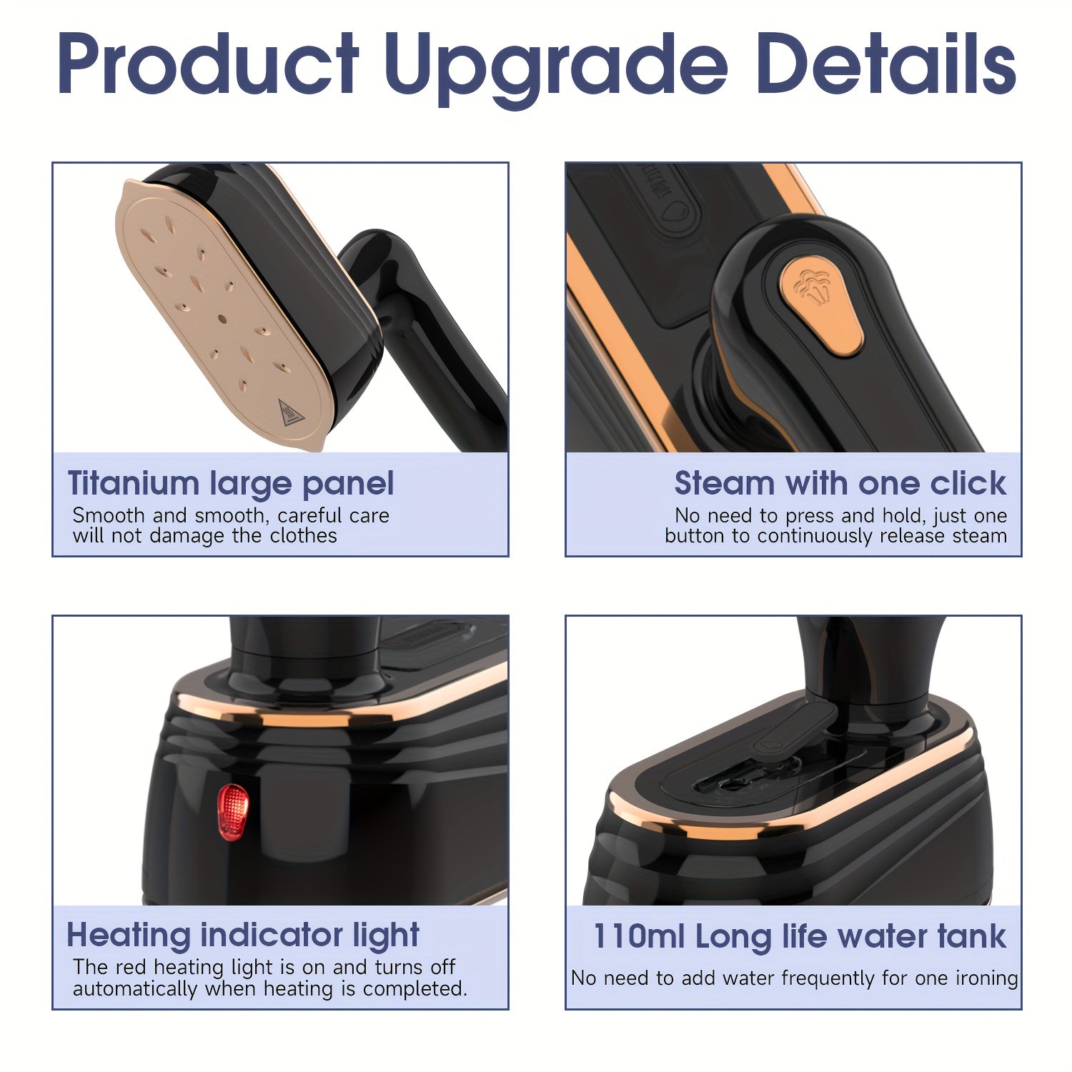 1200W Handheld Garment Steamer Iron with Large Soleplate for Home and Travel European Plug