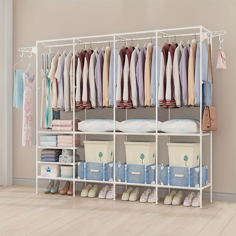 Perchero independiente de gran capacidad con estantes para zapatos para organización en dormitorio y sala de estar