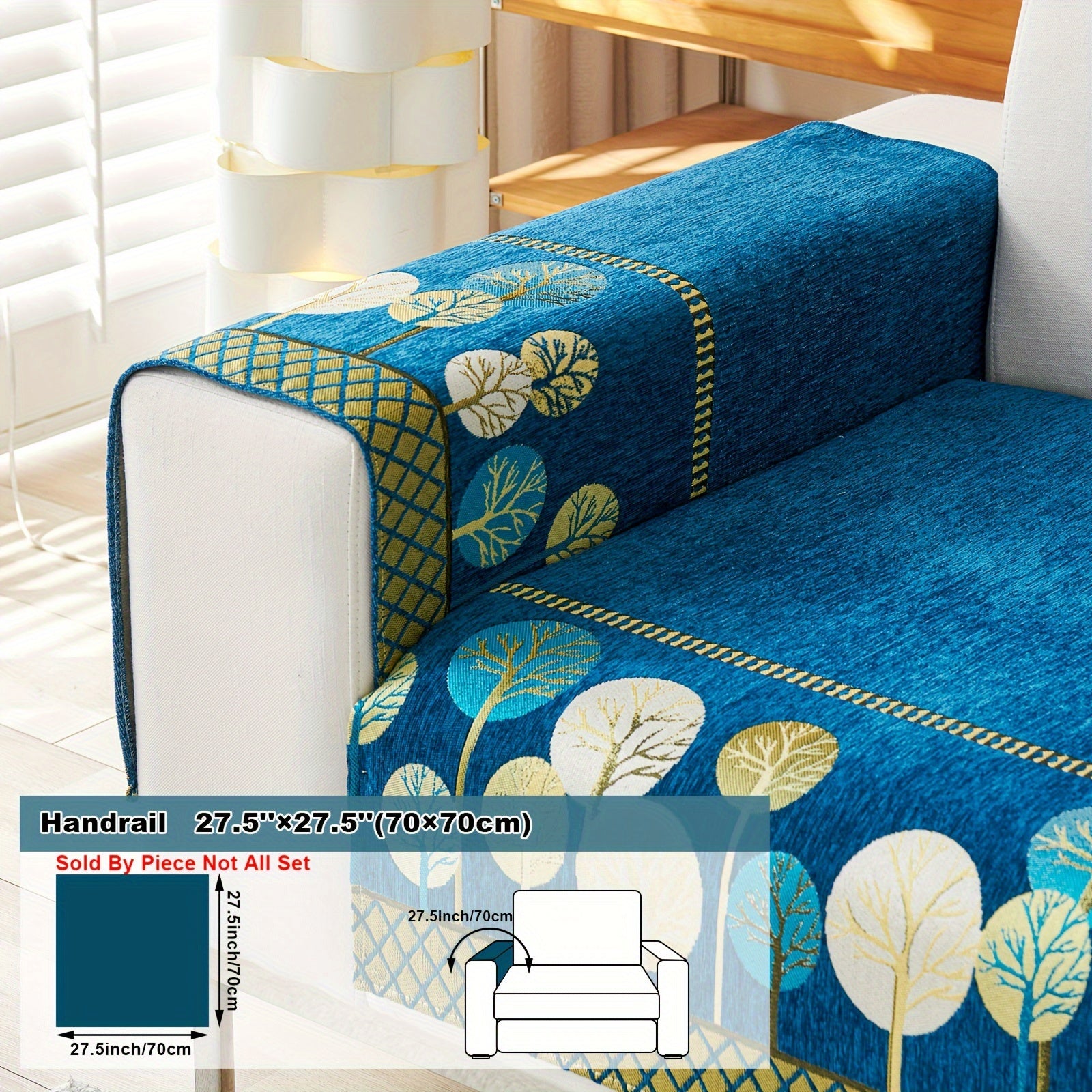 Boho Style Sofa Cushion with Moon and Tree Design Chenille All-Season Pet-Friendly Soft Modern