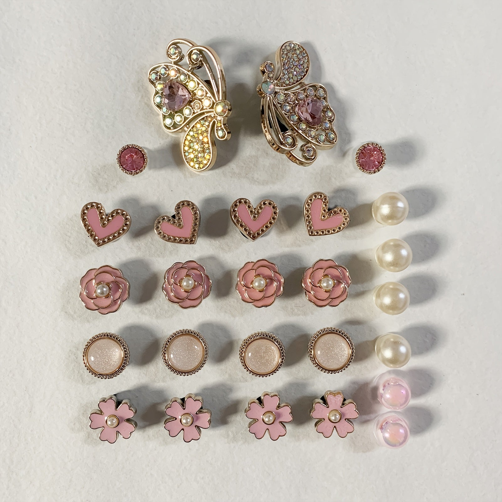 Girls 27PCS Pink Heart Flower Butterfly Shoe Charms for Sandals Slippers