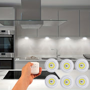 Wireless LED Under-Cabinet Lights with Remote Control for Kitchen Wardrobe and Indoor Use 6 Pack