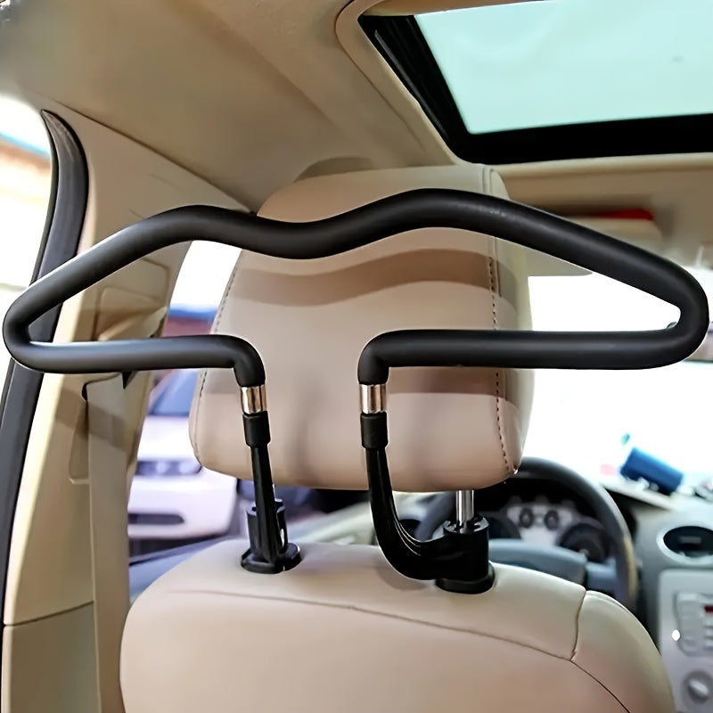 Adjustable Stainless Steel Car Seat Headrest Hanger with Suction Cup Hooks for Vehicle Interior