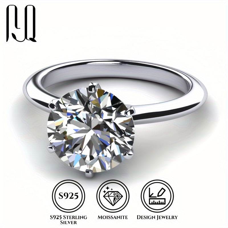 Серебряное кольцо с классической шестигранной оправой из моиссанита, вечный и элегантный дизайн, идеально подходящее для женского обручения, предложения, годовщины или подарка на день рождения.