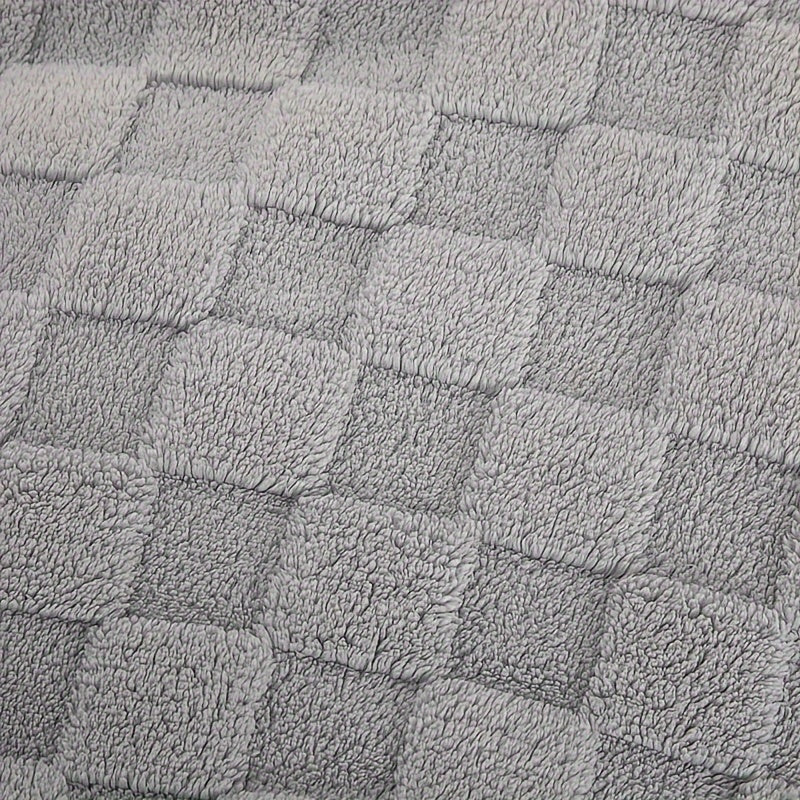 Светло-серое клетчатое теффатное пледовое одеяло из 100% полиэстера, уютный флис для дивана, кровати, путешествий