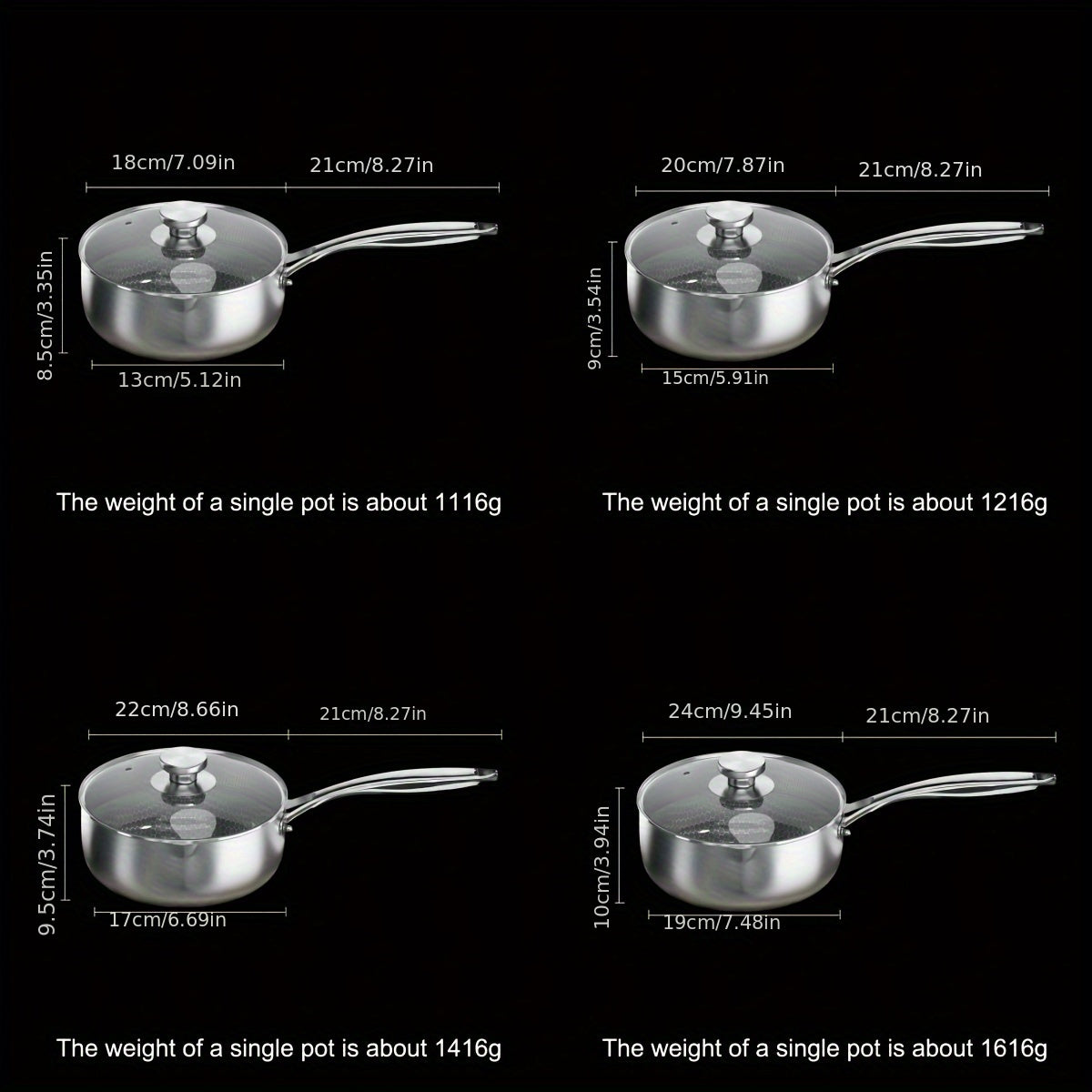 Stainless Steel Saucepan No Coating Dishwasher Safe for Noodles and Kids Meals