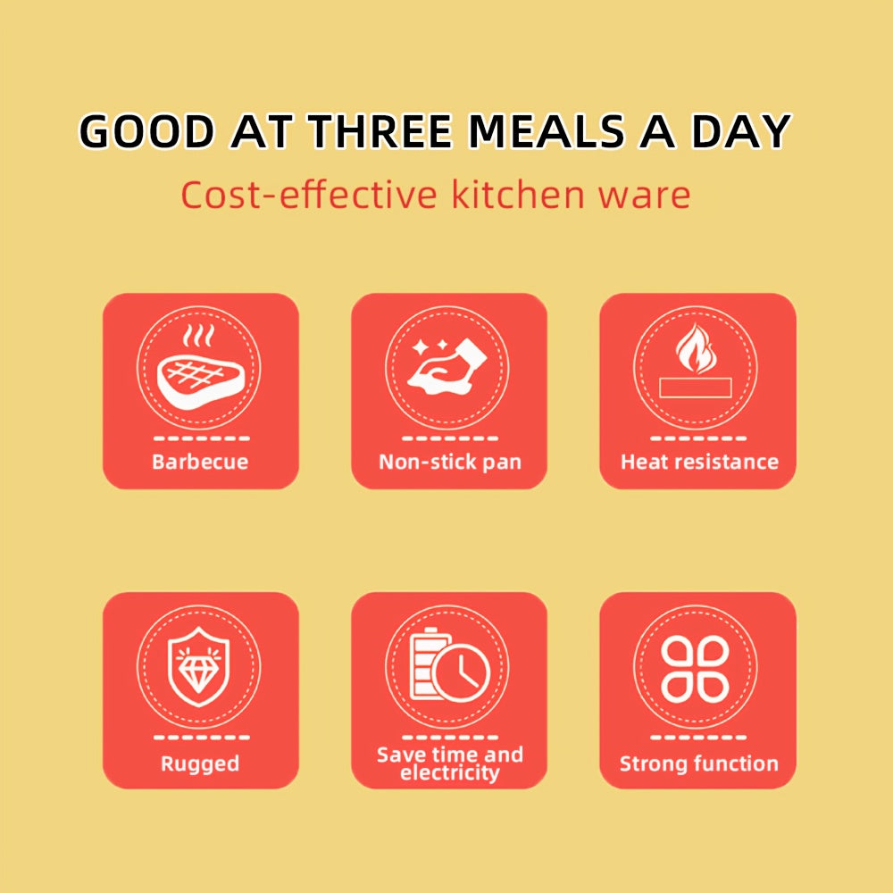 Yevropa rozetkali kichik elektr taxta, non-stick alyuminiy materialdan tayyorlangan. Uy sharoitida foydalanish uchun ideal.