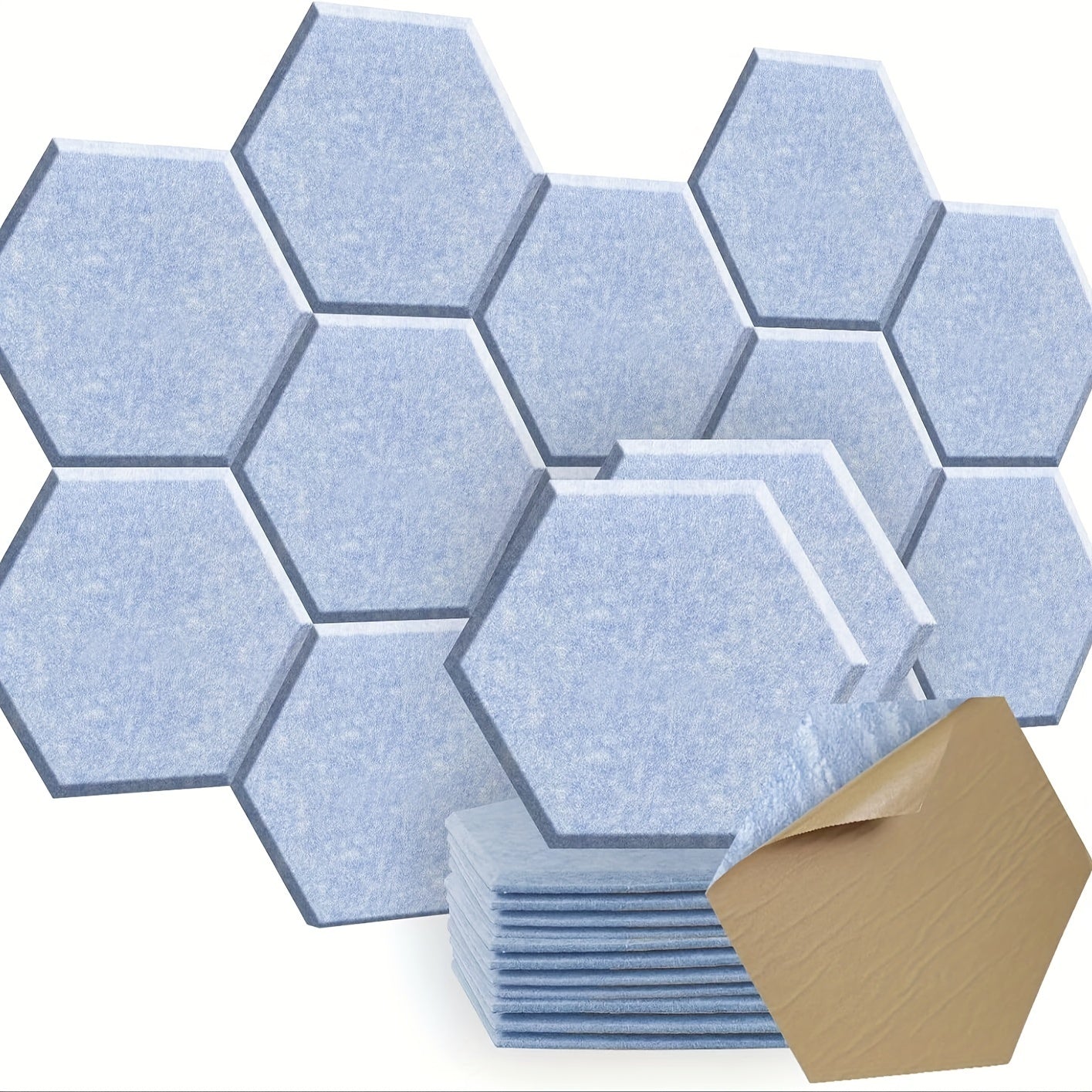 Paneles acústicos autoadhesivos de diseño hexagonal 30.48cm x 25.4cm baldosas absorbentes de ruido