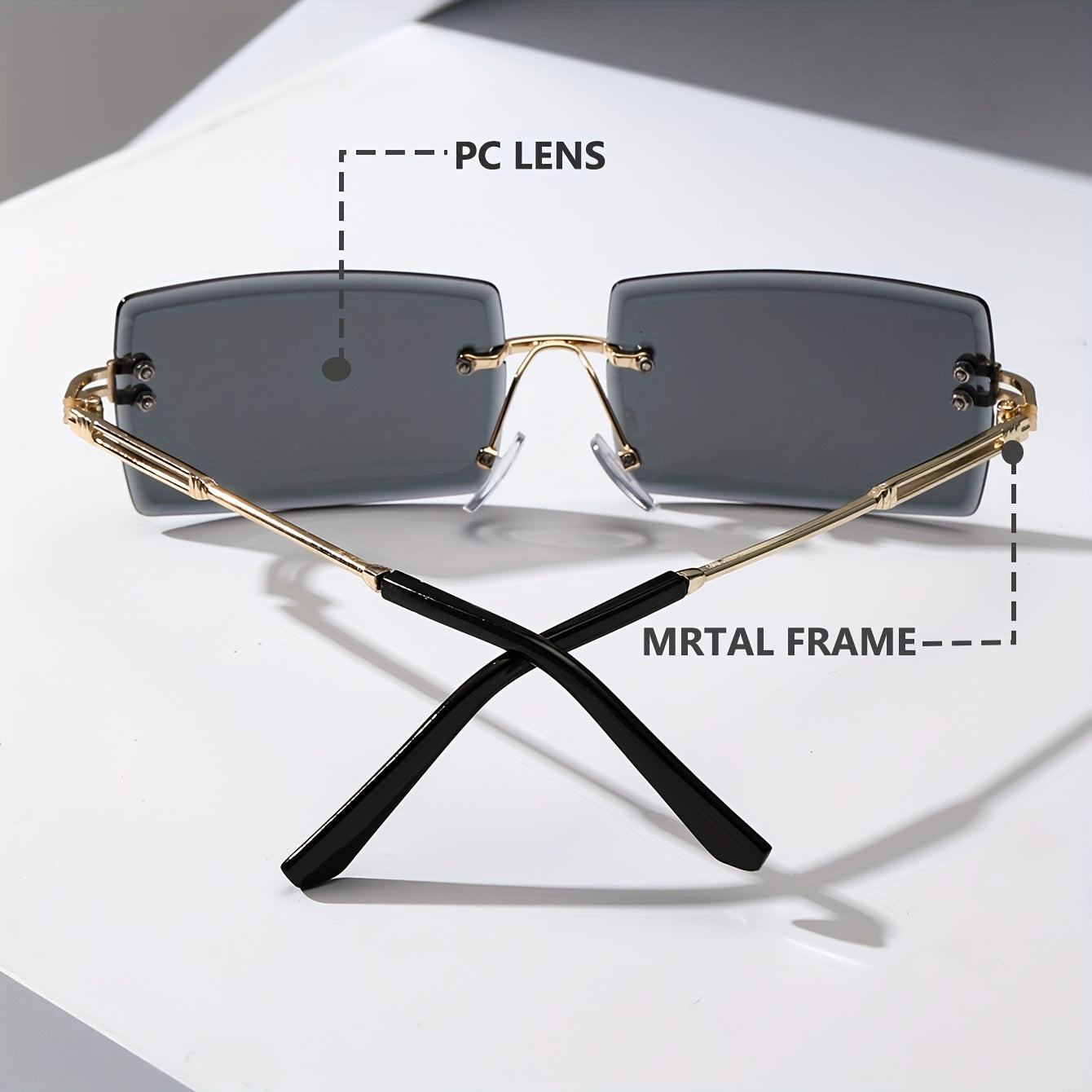 Erkaklar uchun to'rtburchak ramkasiz shisha to'plami, zamonaviy va vaqt o'tmas ko'zoynaklar