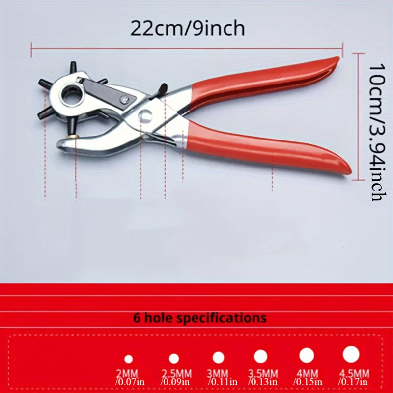 Faux Leather Hole Punch Tool for Belts Watch Bands Handbags Multi-Size Alloy