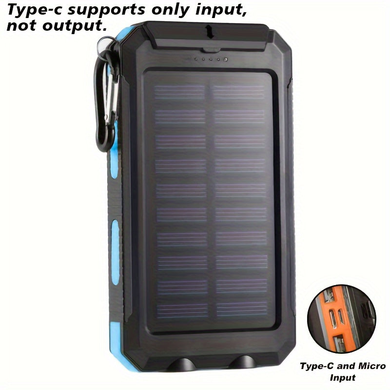 8000mAh Quyosh Energiya Banki USB C va Ikki LED Fleshlight bilan sayohat va tashqarida foydalanish uchun