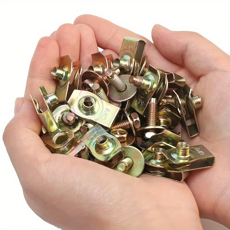 10 Pairs M6 Threaded Metal Car Clips with Washers for Bumper and Underhood