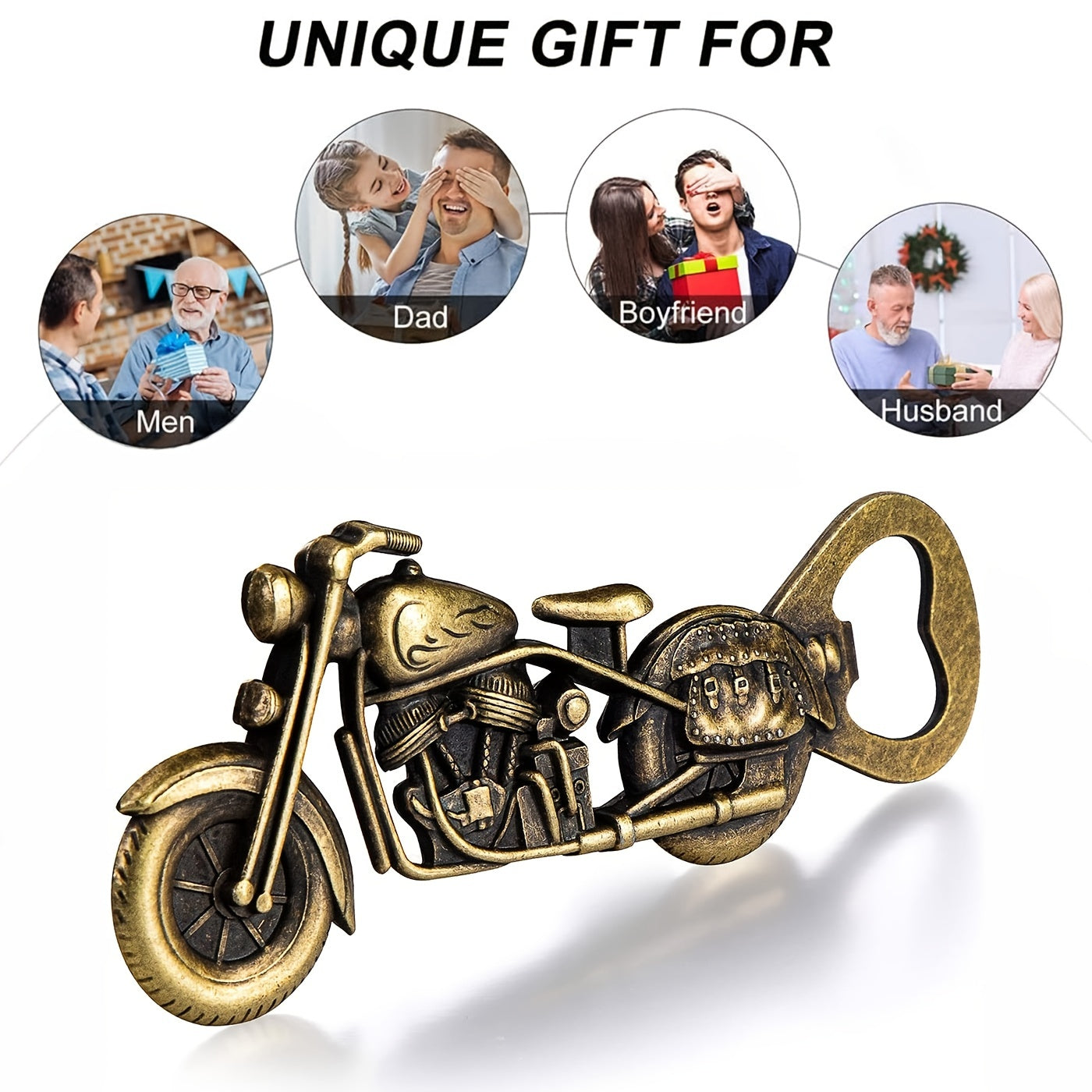 Golden Motorcycle Bottle Opener for Beer Lovers Men 5x2 Inches