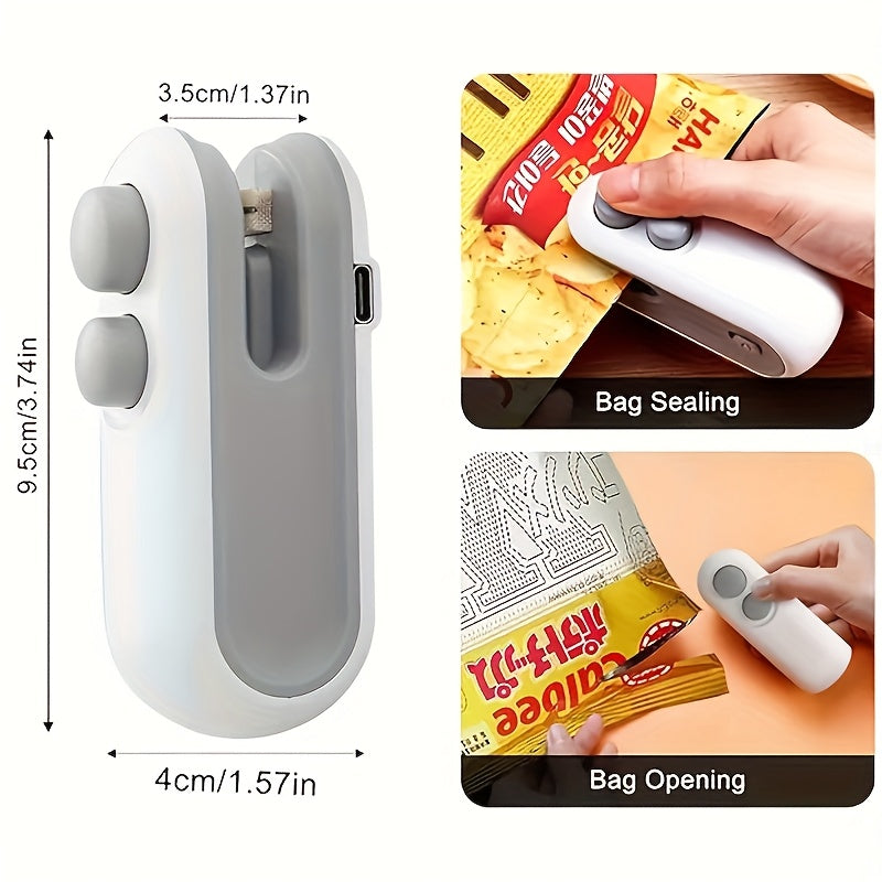 Portable Bag Sealer USB Rechargeable Snack Sealing Device with Magnetic Closure
