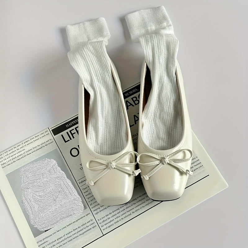 Zapatos casuales de punta cuadrada sin cordones con cubierta sintética para mujer