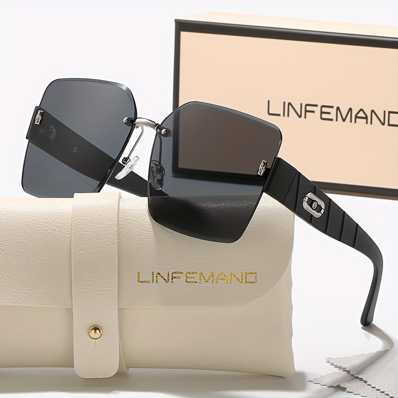 Oversized Frameless Gradient Fashion Glasses Women Casual Beach Eyewear