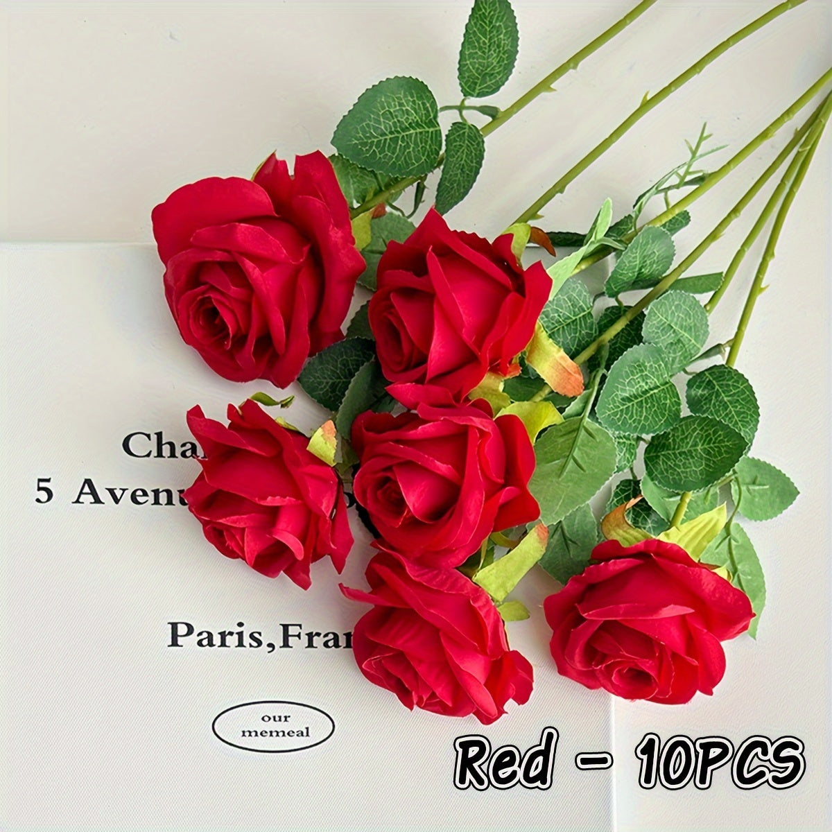 10 Faux Roses Artificial Flowers for Wedding Decor and Home Centerpieces 51cm