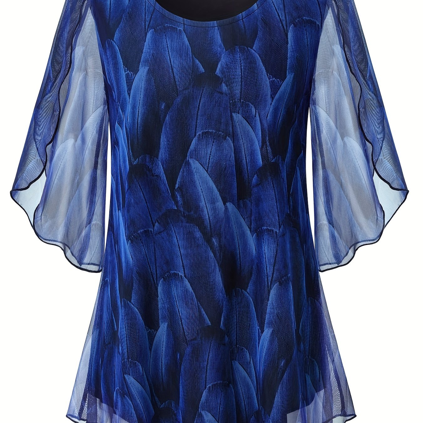 Women's Mesh Ruffle Blouse with Cross-Over Design, Flowy, Breathable, Summer Top