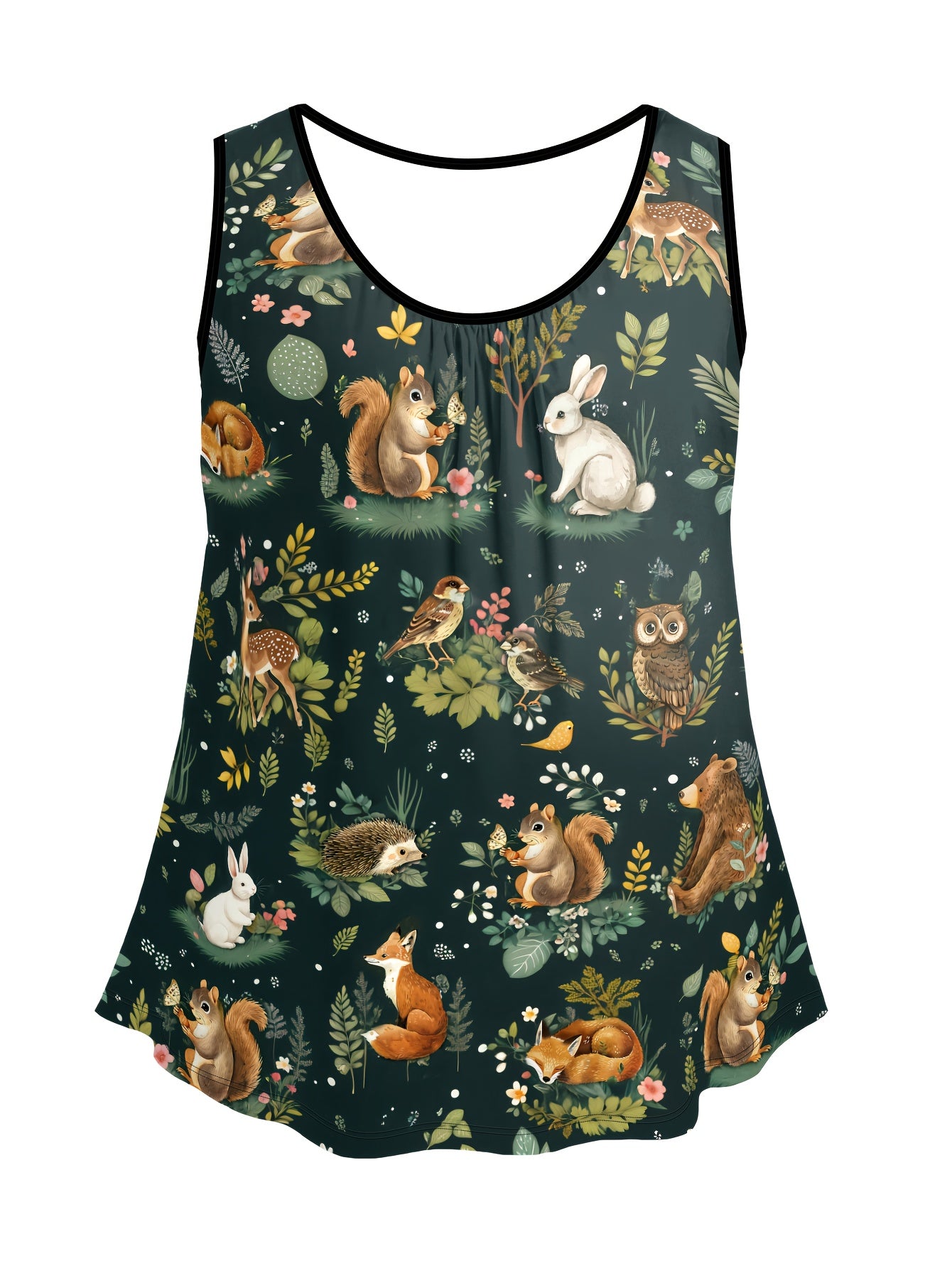 Топ без рукавов для женщин больших размеров с принтом лесных животных, летний повседневный