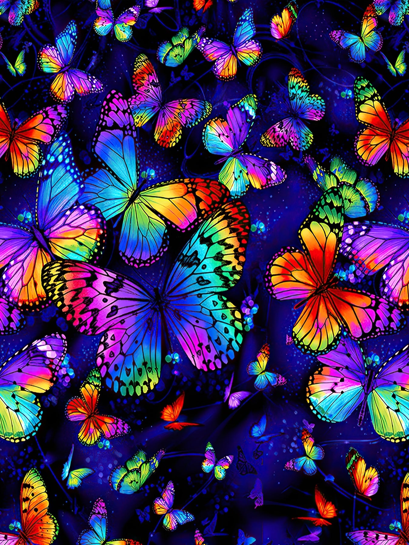 Women's Butterfly Print 3D Wide Leg Palazzos Casual Elastic Waist Pants