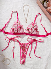 Women's Lingerie Set with Butterfly Pattern and Thin Shoulder Straps