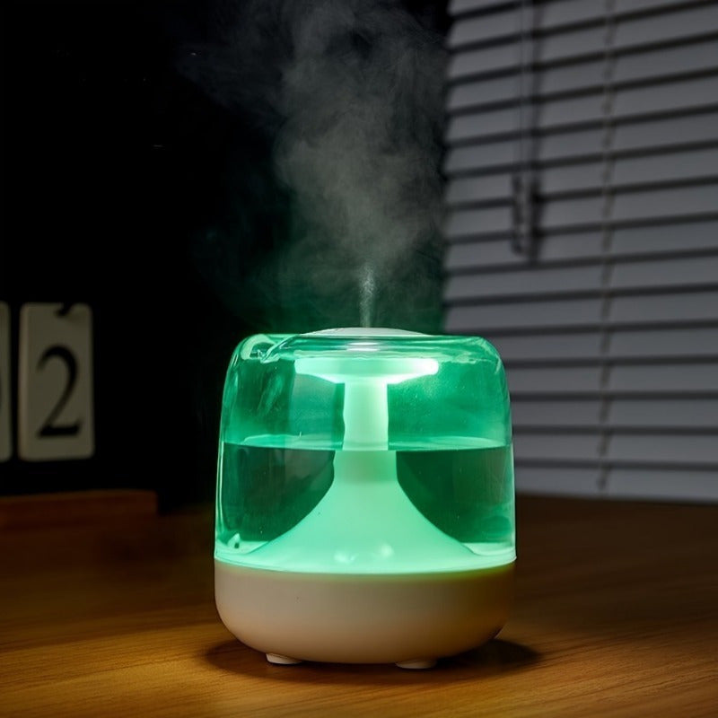 Humidificador transparente y colorido con USB, luz nocturna, niebla silenciosa, portátil