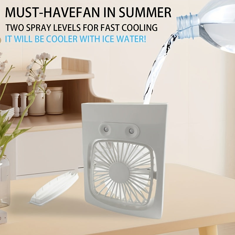 Portable Mini Air Cooler with Ice Water Function Rechargeable Battery USB Charging for Bedroom Office