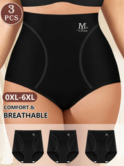 High-Waist Tummy Control Shapewear Panties Seamless Breathable Plus Size in Navy Black Beige