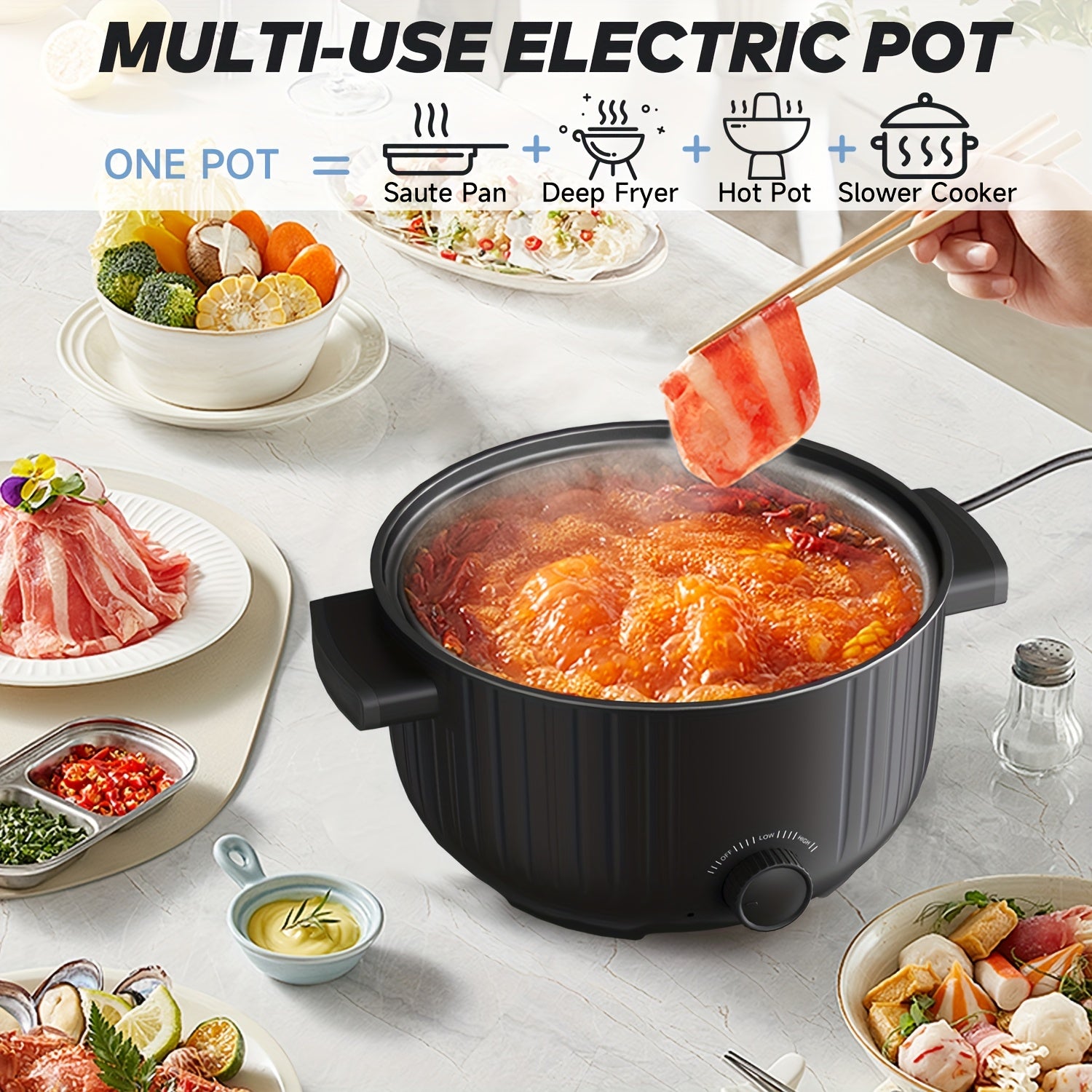 3L Electric Cooking Pot with Multifunctional Capabilities for Home Office Use