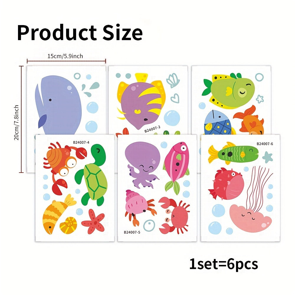Pegatinas antideslizantes para bañera con patrones de animales submarinos, conjunto de seguridad para baño con acabado esmerilado, 6 unidades