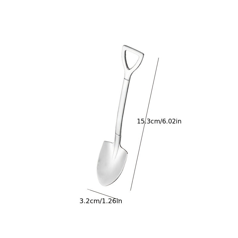 Set of 8 Stainless Steel Coffee and Ice Cream Spoons with Shovel-Shaped Handles