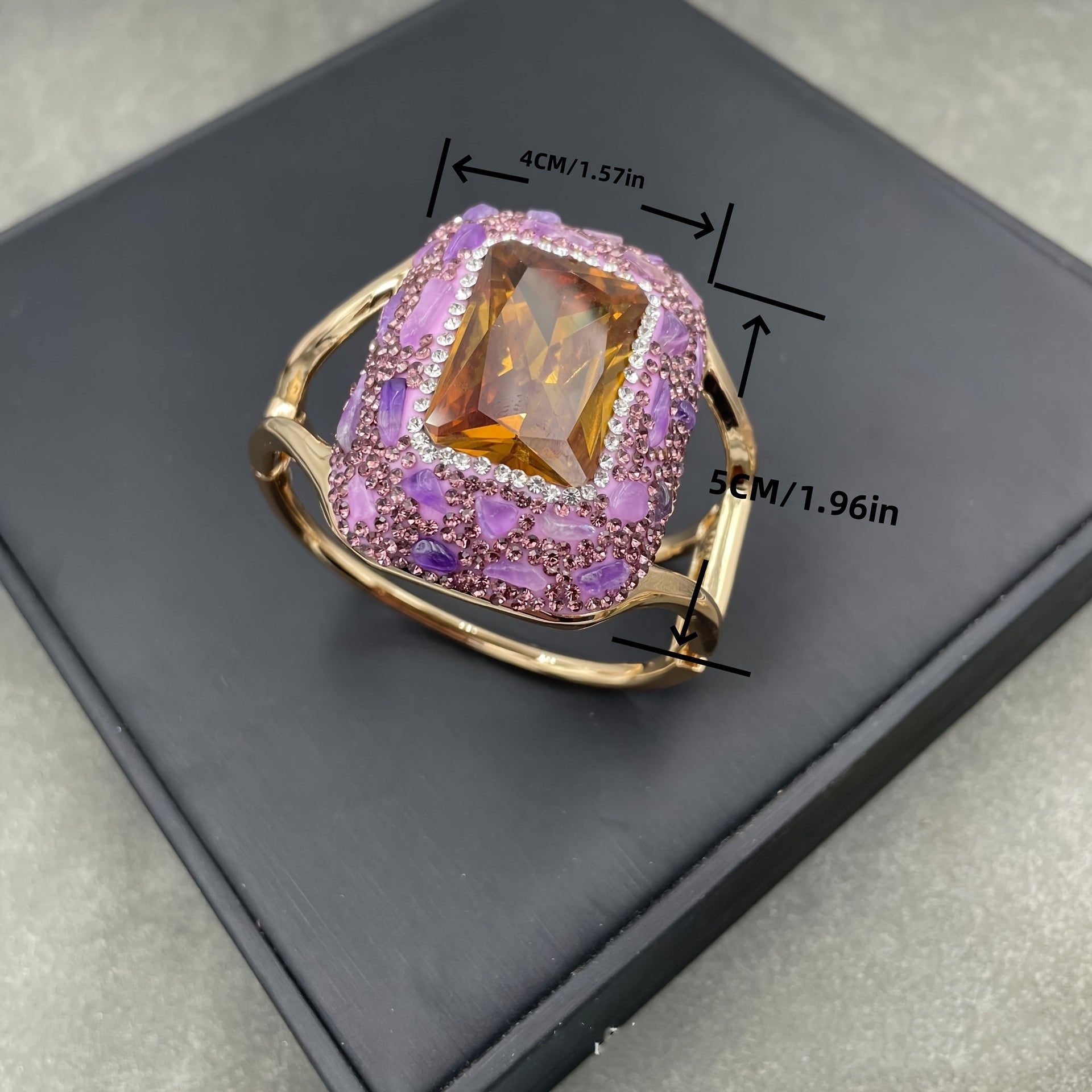 Women's Glitter Cuff Bracelet with Rhinestone Accents and Copper Base