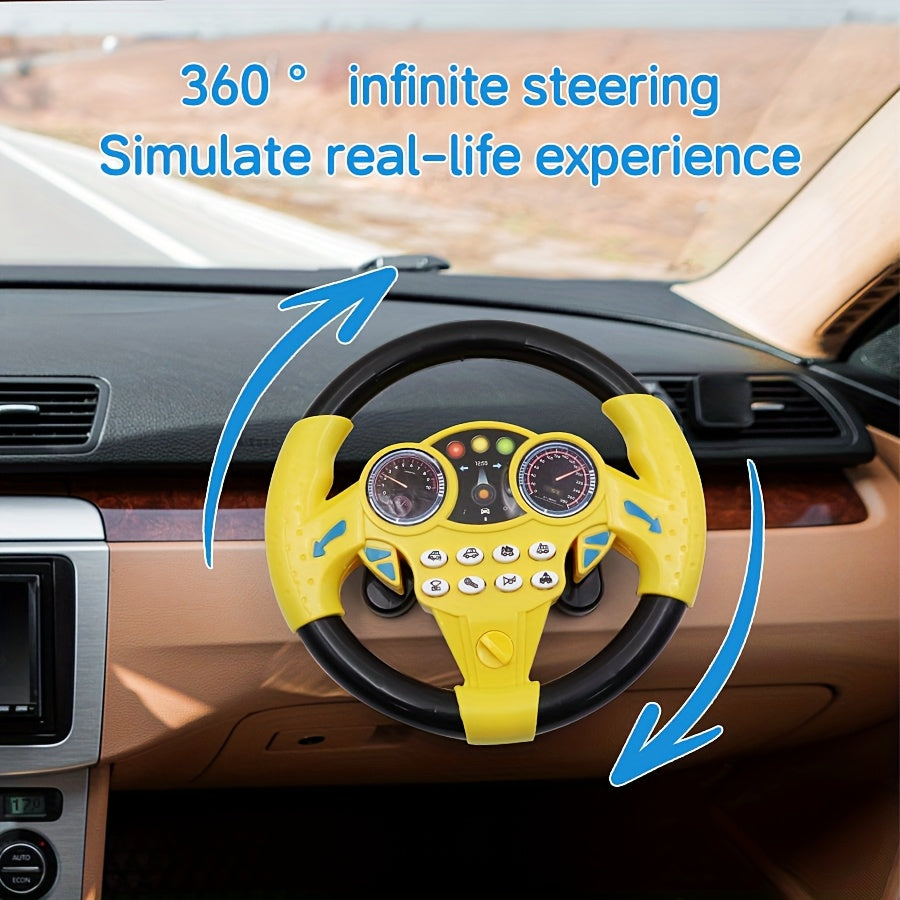 Toy Steering Wheel for Kids 3+ ABS Resin Battery-Free Educational Toy in Yellow and Pink