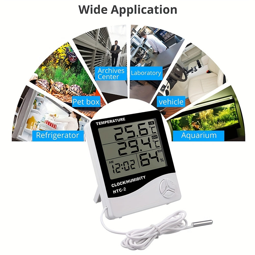 Digital Indoor Outdoor Thermometer Hygrometer with Clock Alarm Calendar