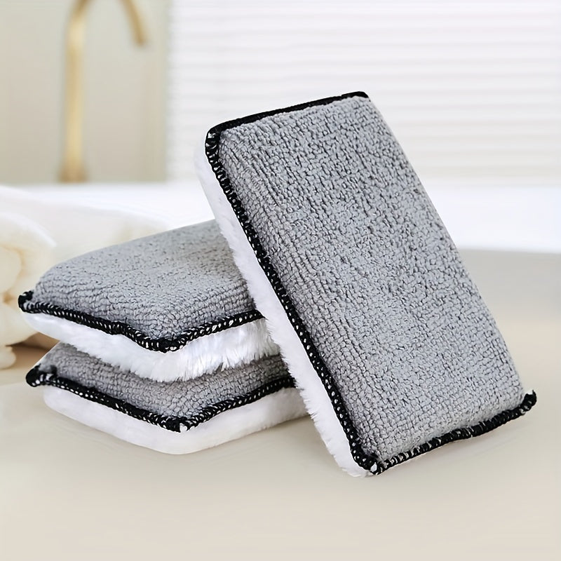 Microfiber Cleaning Sponge Dual Sided for Car, Kitchen, Faux Leather Gray