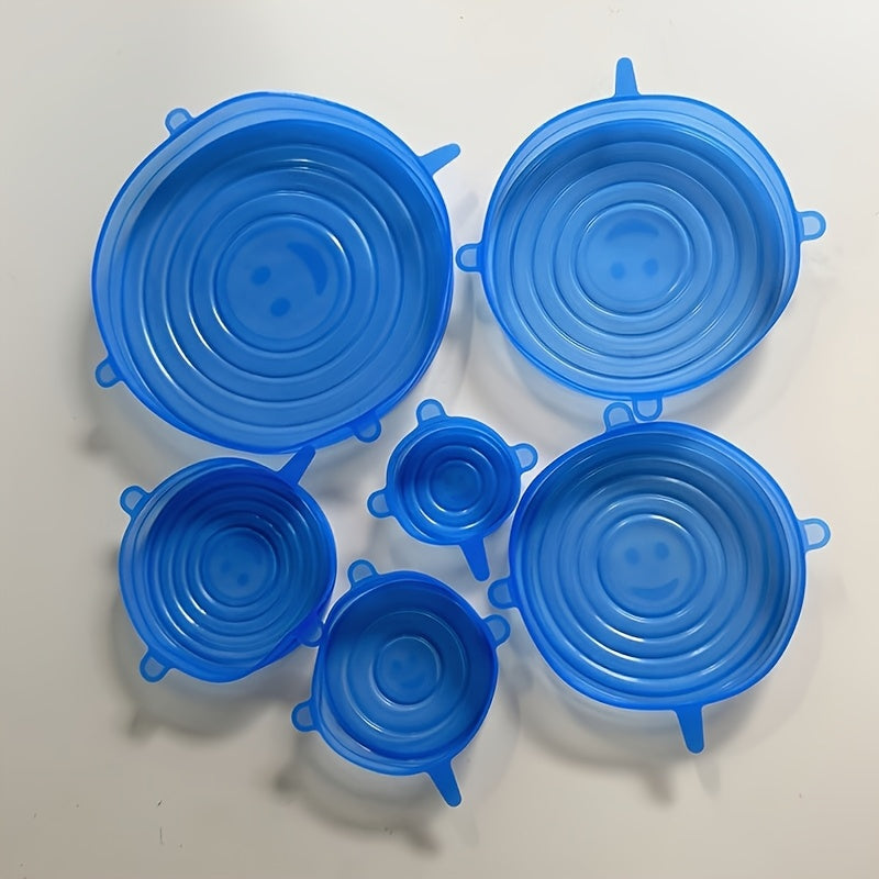 6 piezas de tapas de silicona reutilizables, cubiertas a prueba de fugas y herméticas para frutas y verduras