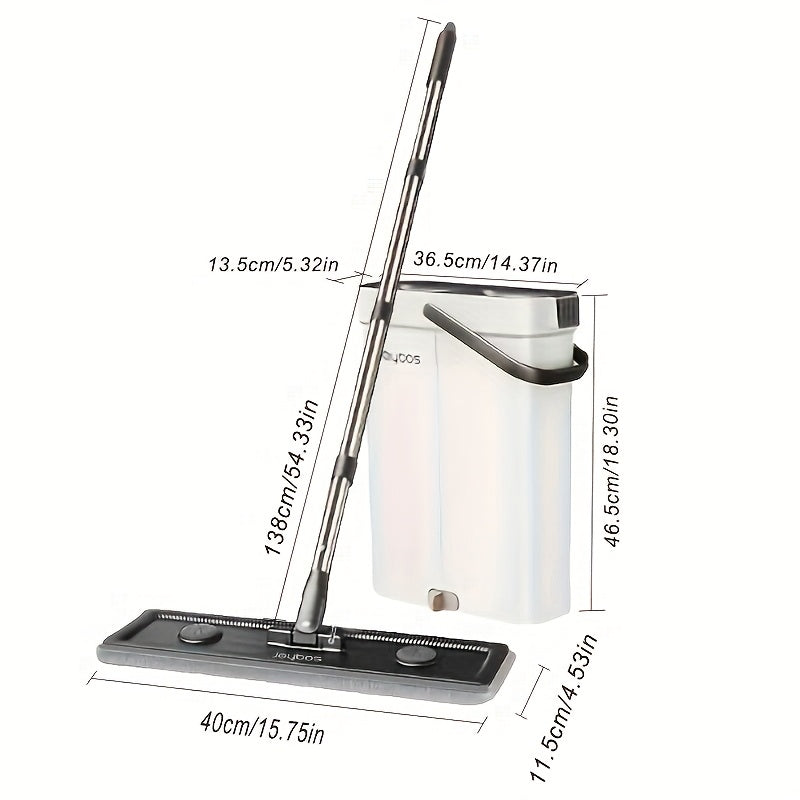 Microfiber Mop and Bucket Set with Dual-Tank, Washable Pads for Home Cleaning