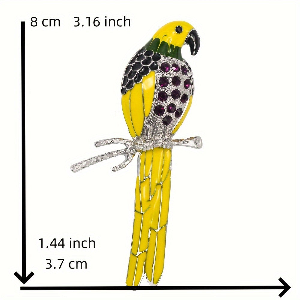 Crystal Parrot Enamel Pin Animal-Inspired Brooch for Women Dress and Sweater Accessory
