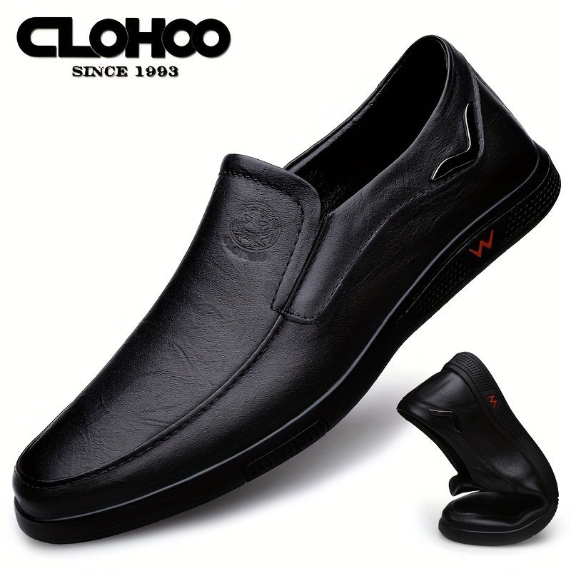 Zapatos casuales para hombre sin cordones de cuero y goma, de color sólido, para vacaciones y todas las estaciones