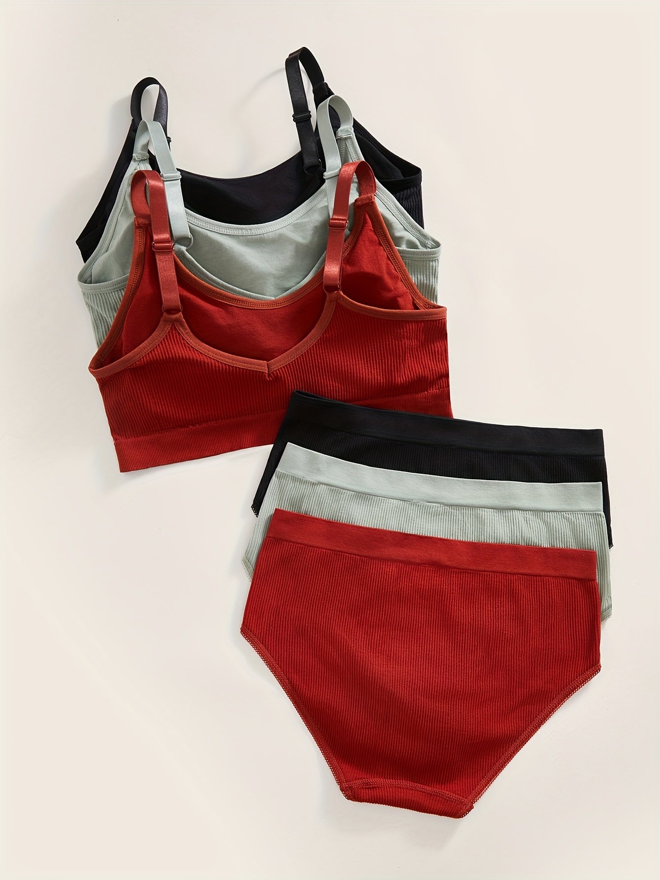 Tricolor Lingerie Set for Women with Adjustable Straps and Soft Fabric