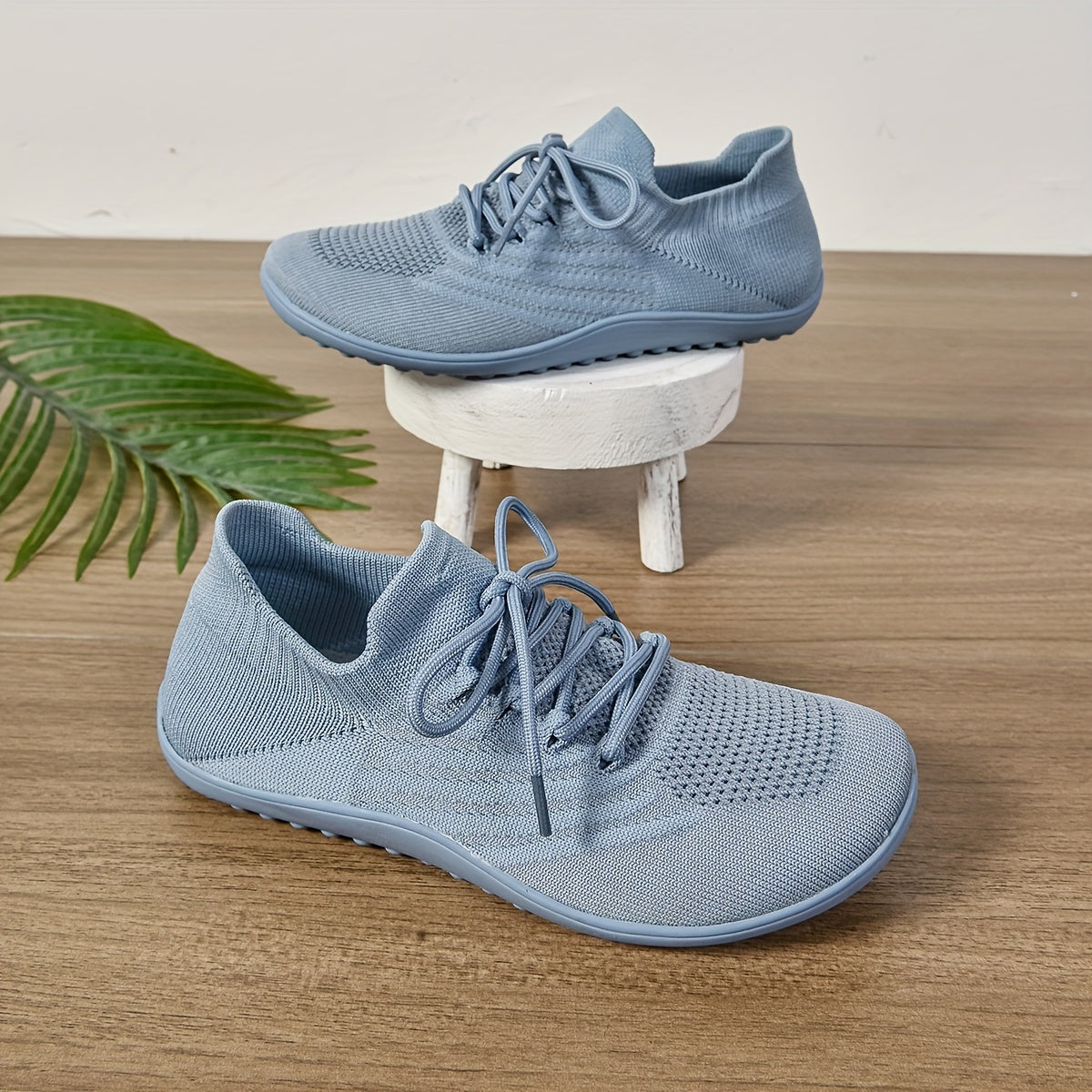 Женские босоногие кроссовки широкая посадка дышащий трикотаж нулевой каблук для прогулок и тенниса