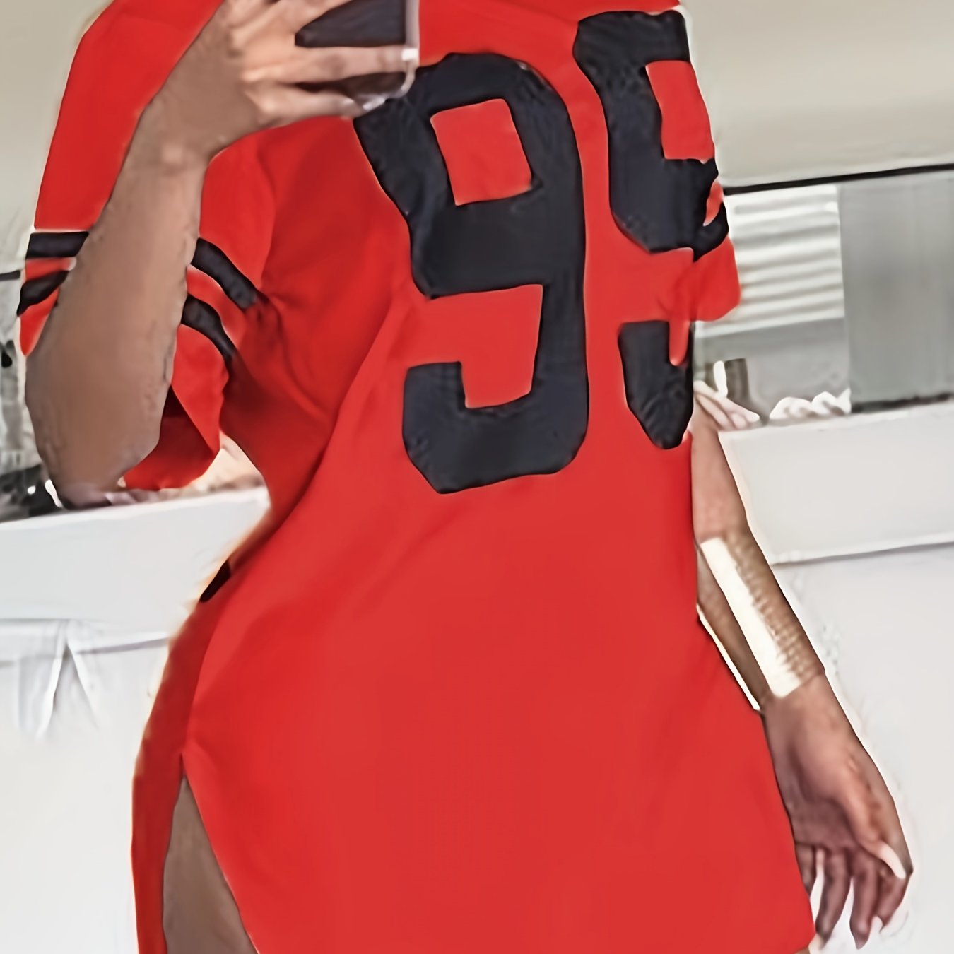 Women's Plus Size Gray Casual T-Shirt with 241.3cm Print Short Sleeve Knit Fabric