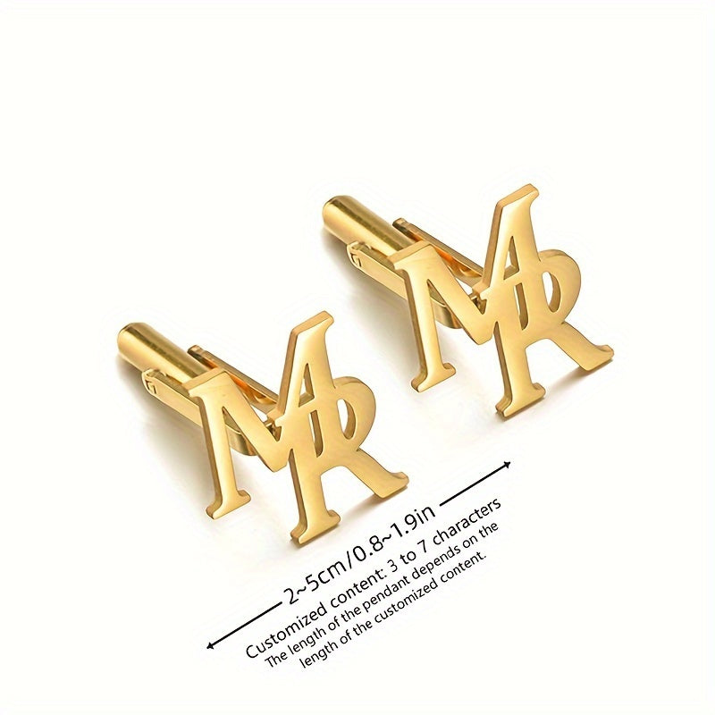 Набор из 2 персонализированных начальных запонок и брошей для женщин, аксессуары из нержавеющей стали