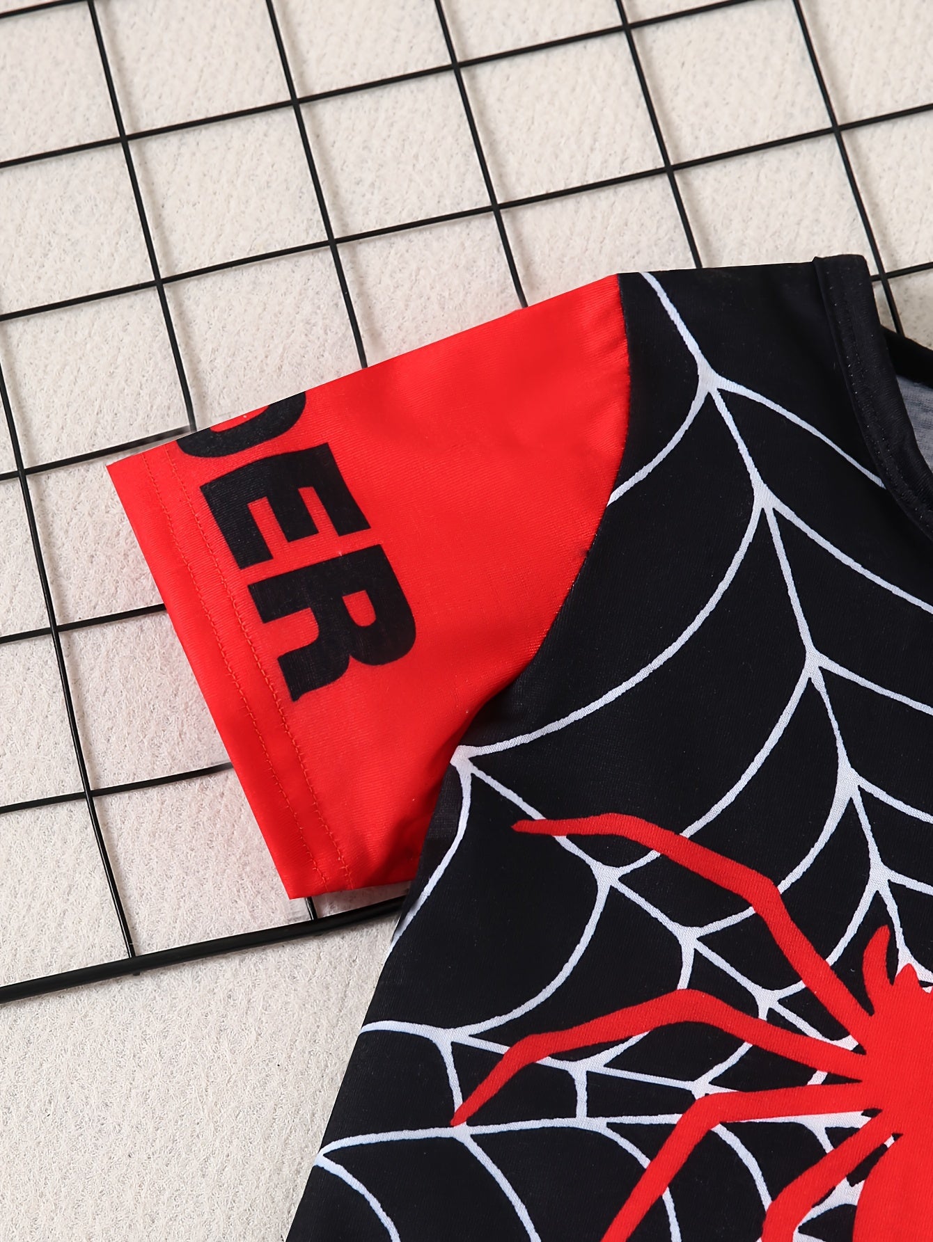 Boys Kids Casual Outfit Set Short Sleeve Spider Web Print T-Shirt and Shorts Summer