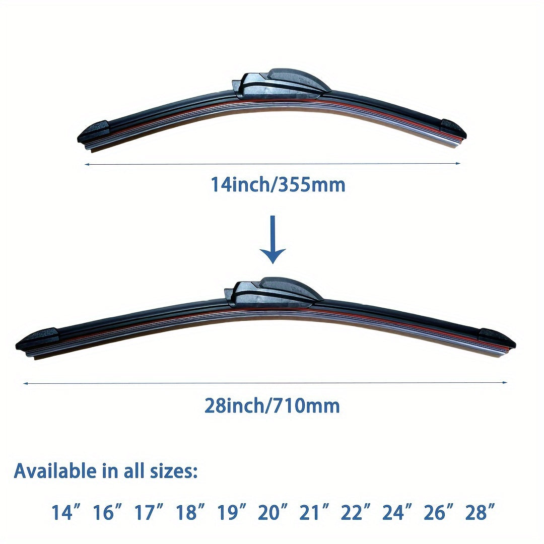 Universal Fit 6-Layer Rubber Wiper Blade with J/U Hook 35.56-71.12cm