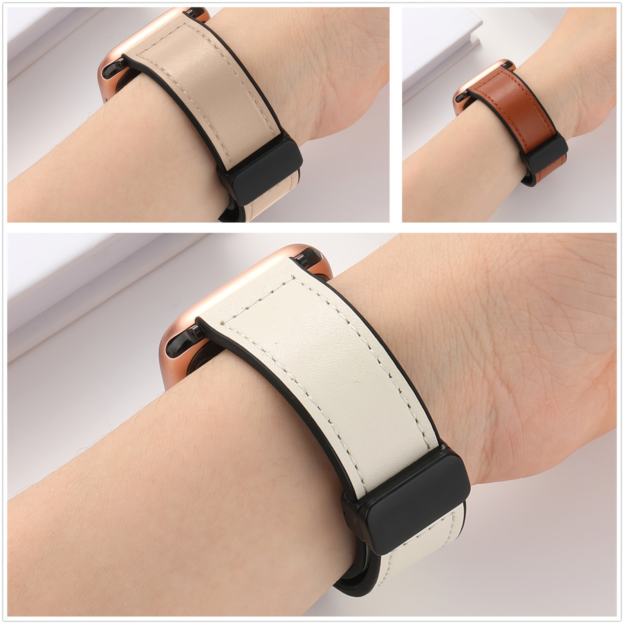 Silicone Leather Watch Band for Apple Watch Series 1-9 and SE 38mm-49mm Compatible with Ultra2 Smartwatch Strap