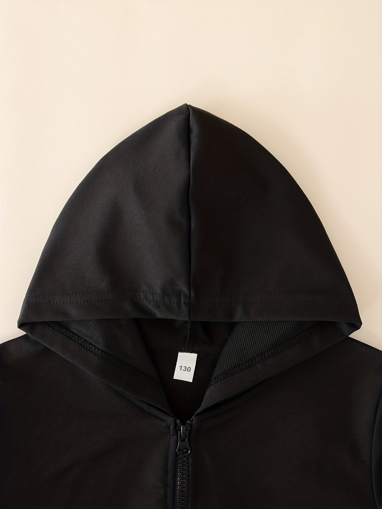 Boys' Black Zip-Up Hoodie and Joggers Set Casual Fall Winter Polyester