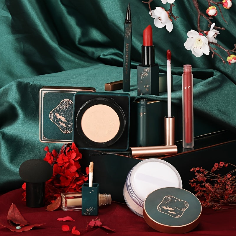 8-Piece Makeup Gift Set for Beginners with Air Cushion Foundation and Mixed Shades for Ages 14+