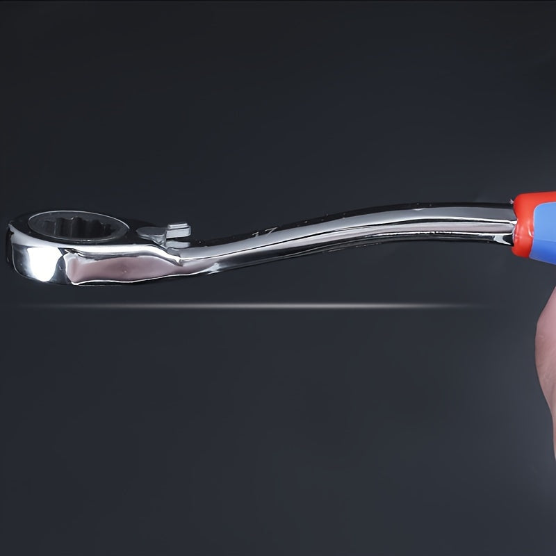 Унисекс пластиковый двухсторонний трещоточный ключ 8-19мм с изогнутой рукояткой